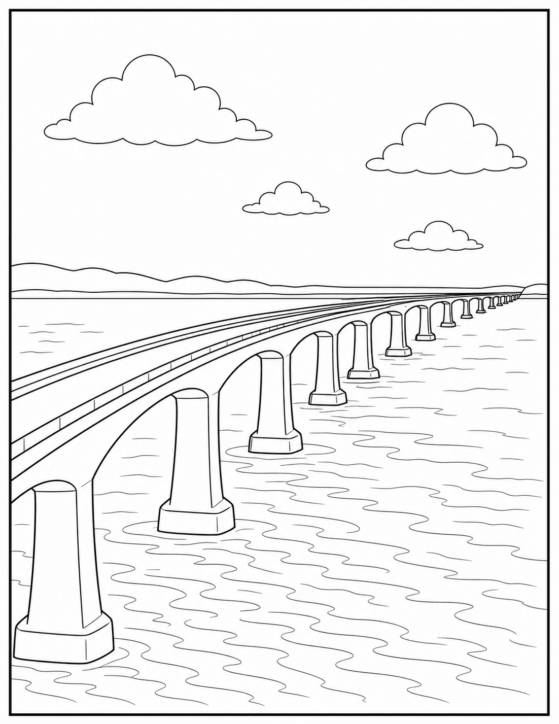 Confederation Bridge coloring page drawing