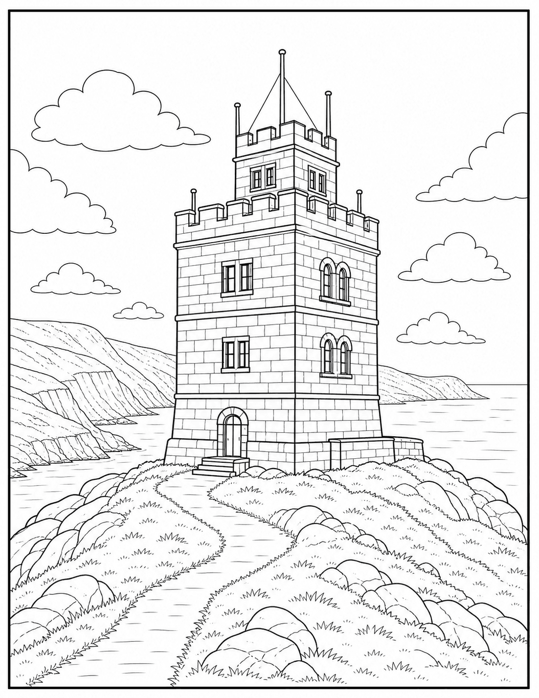 Cabot Tower on Signal Hill coloring page drawing