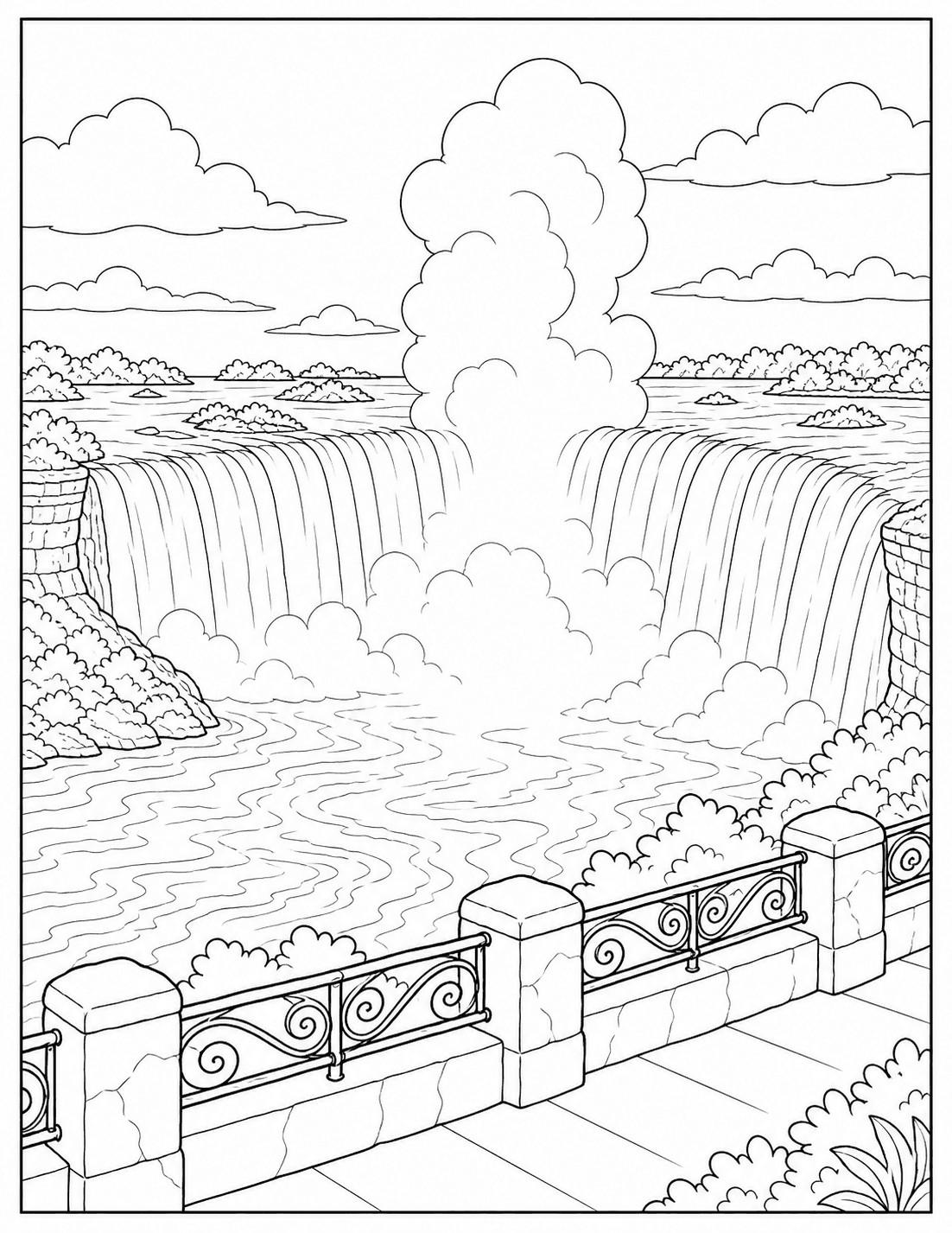 Horseshoe Falls coloring page drawing