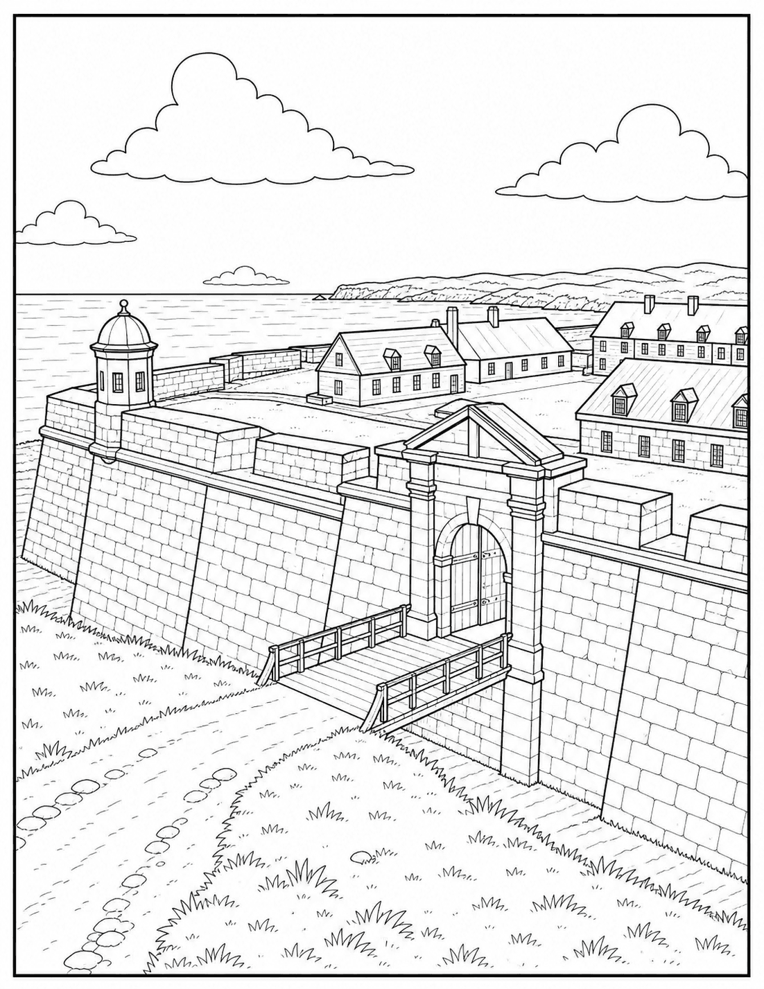 Fortress of Louisbourg coloring page drawing