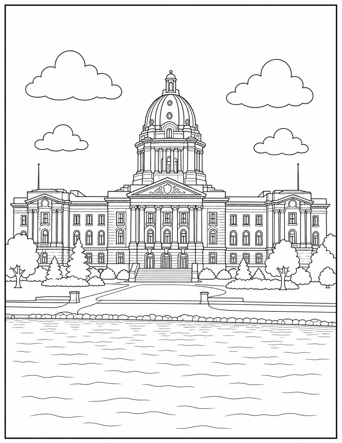 Saskatchewan Legislative Building coloring page drawing